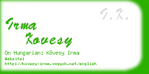 irma kovesy business card