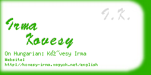 irma kovesy business card